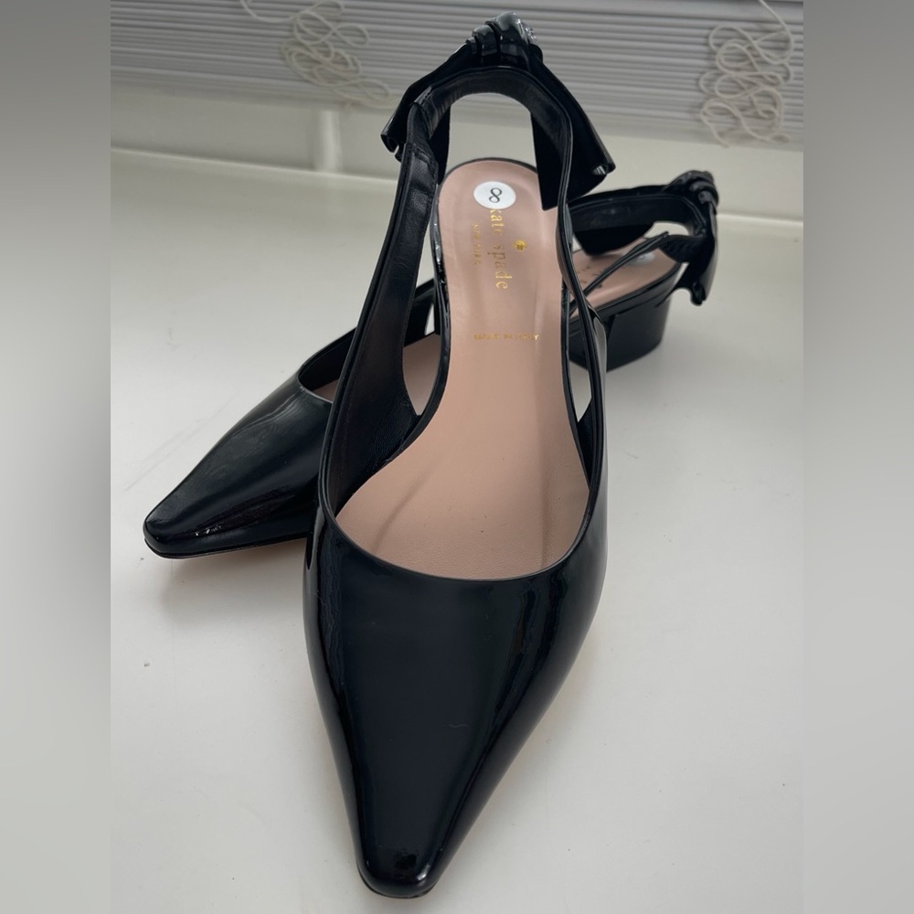 NWT Kate Spade New York Patent Leather Slingback Block Heel Pumps Size 8